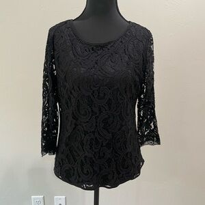 Adrianna Papell Black Lace Blouse